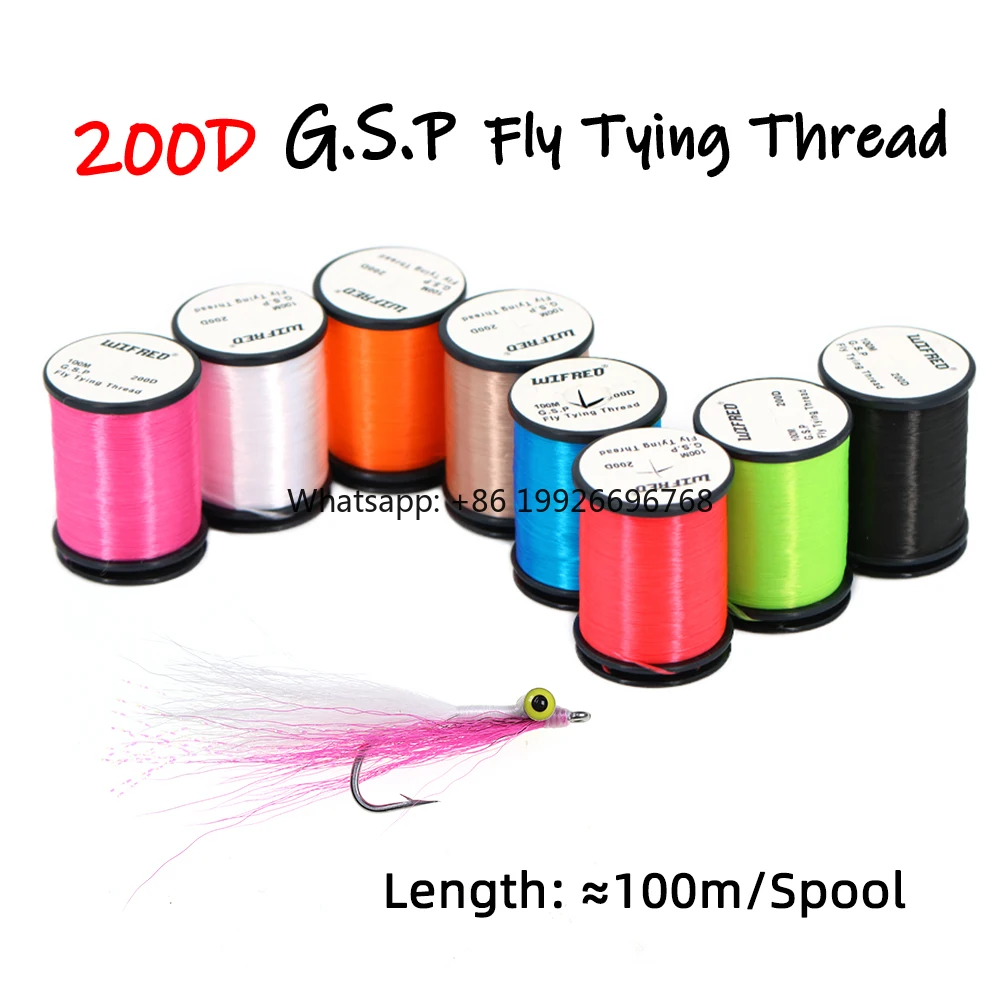

G.S.P. 200 Denier Gel Spun Polyethylene Fly Tying Thread for Bass Pike Flies Saltwater Fishing Streamer Jigs Lures 8 Colors fact