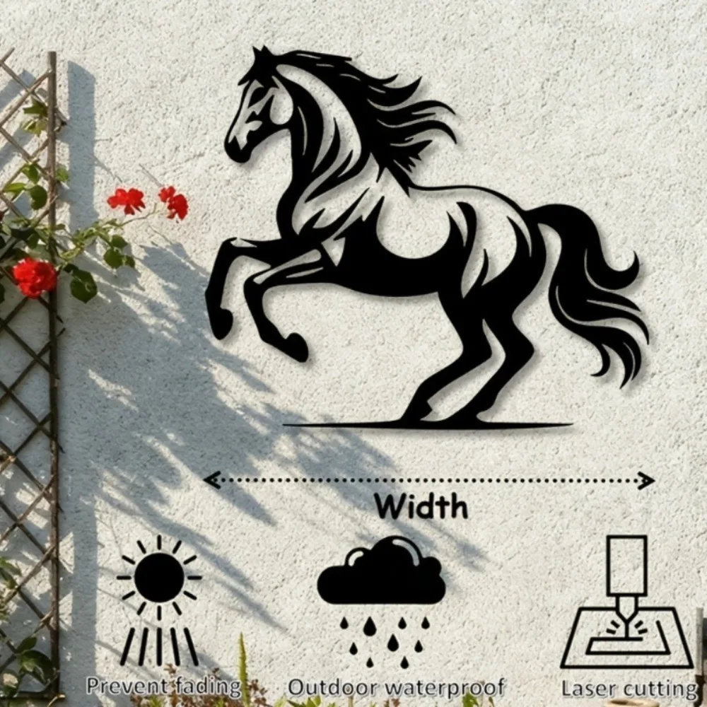 CIFBUY Metal Wall Art Galloping Horse Iron Sculpture 2D Living Room Bedroom Office Home Hanging Decor Gift