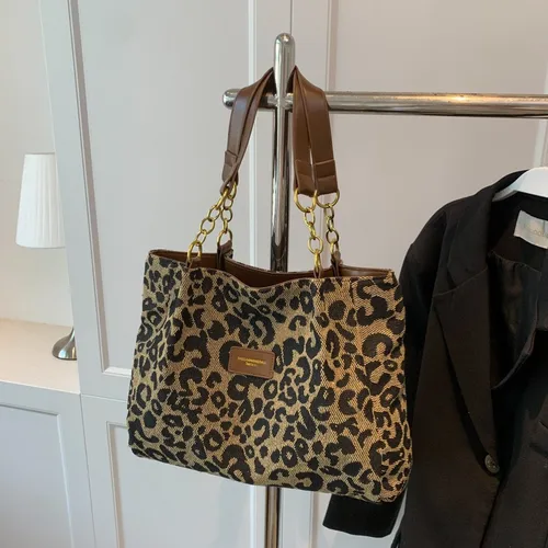 Imagen 2 del producto Bolso de mujer más vendido, bolso de hombro con una sola axila con estampado de leopardo Retro, bolso de mano de gran capacidad, bolso de compras diario para mujer