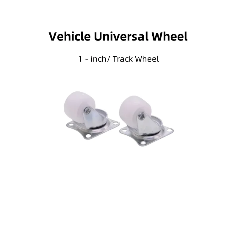 1 - Inch White PP Universal Caster, 4mm Hole Base, For Slide - Rails, Pant Hangers & Furniture