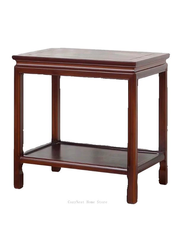 Chinese Simple Solid Wood Side Table, Square Stand for Living Room, Plant & Fish Tank Holder