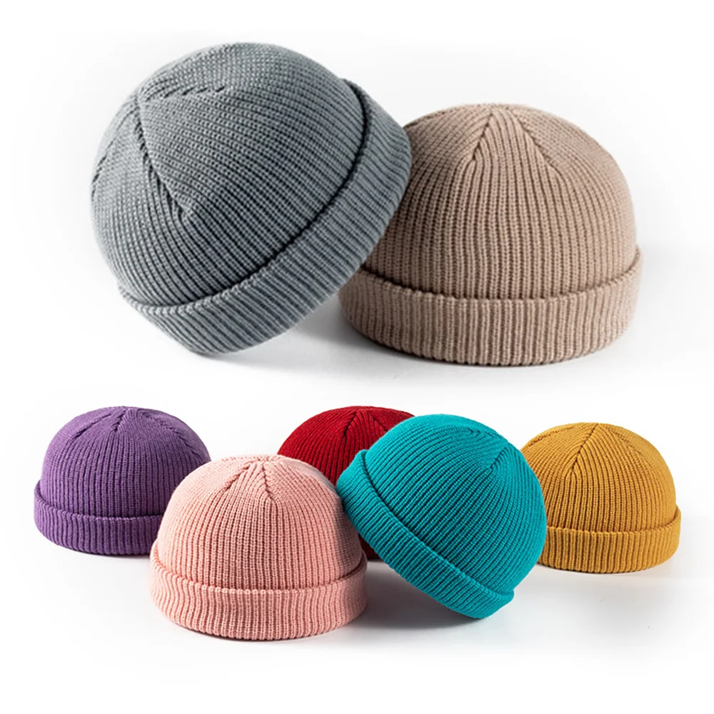 Winter Warm Beanies Casual Short Thread Hip Hop Hat Adult Men Female Wool Knitted Skull Cap Elastic Unisex  Melon Cap Women Male