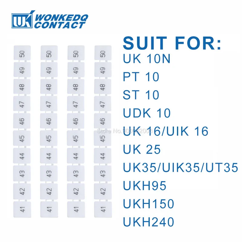 10Pcs ZB10 Label For PT10 ST10 Standard Numbering Blank ZB 10 PT/ST-10 DIN Rail Terminal Block Accessories Zack Marker Strips