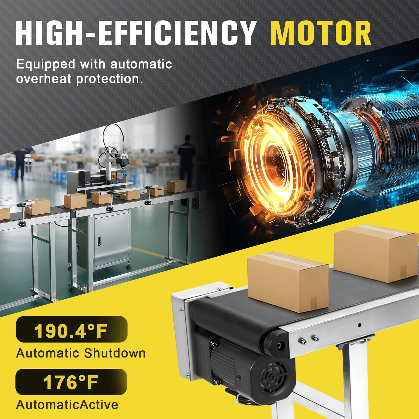 

Электрический конвейер из ПВХ 59x7.8 дюймов, система конвейерной ленты с двойными барьерами, регулируемая скорость для промышленного использования