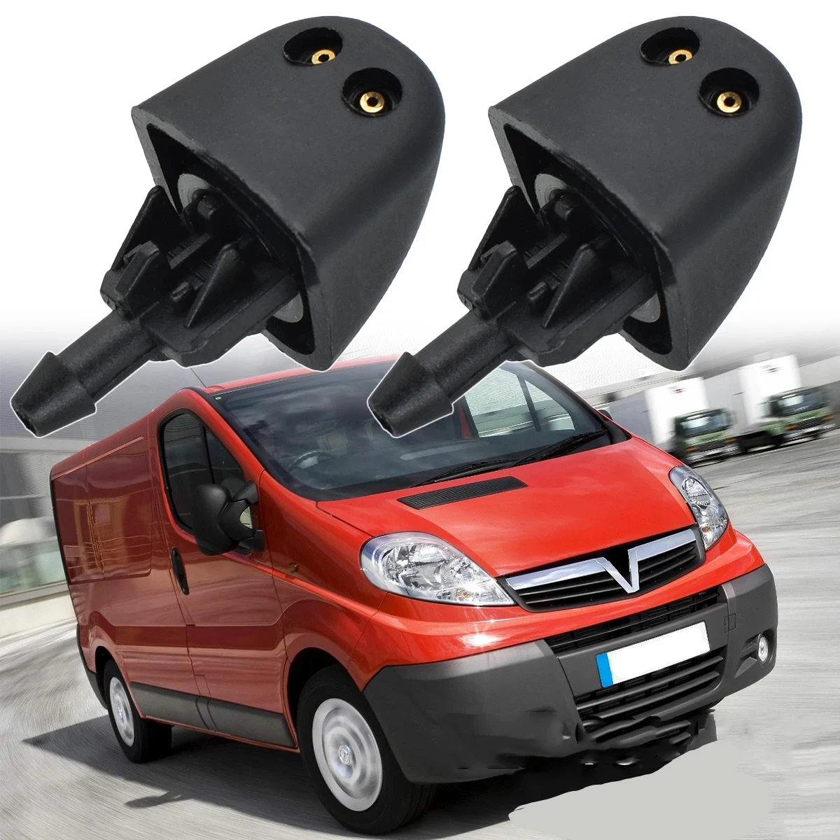 2Pcs Windscreen Washer Jets Front Water Nozzles Spray 93160047 7700823915 for Renault Trafic X83 Opel Vauxhall Vivaro Primastar