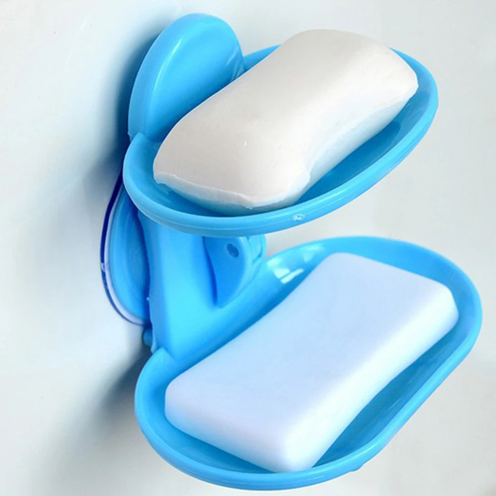 

Double Suction Soap Dish Holder For Bathroom Shower Waterproof Non Scratch Surface Soap Container
