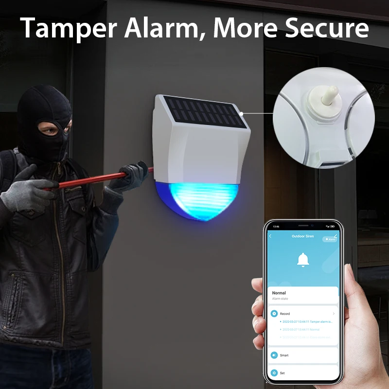 Tuya Zigbee/Wifi Sound Light Siren Alarm Sensor 100db Solar USB Power Supply Smart Life APP Remote Control