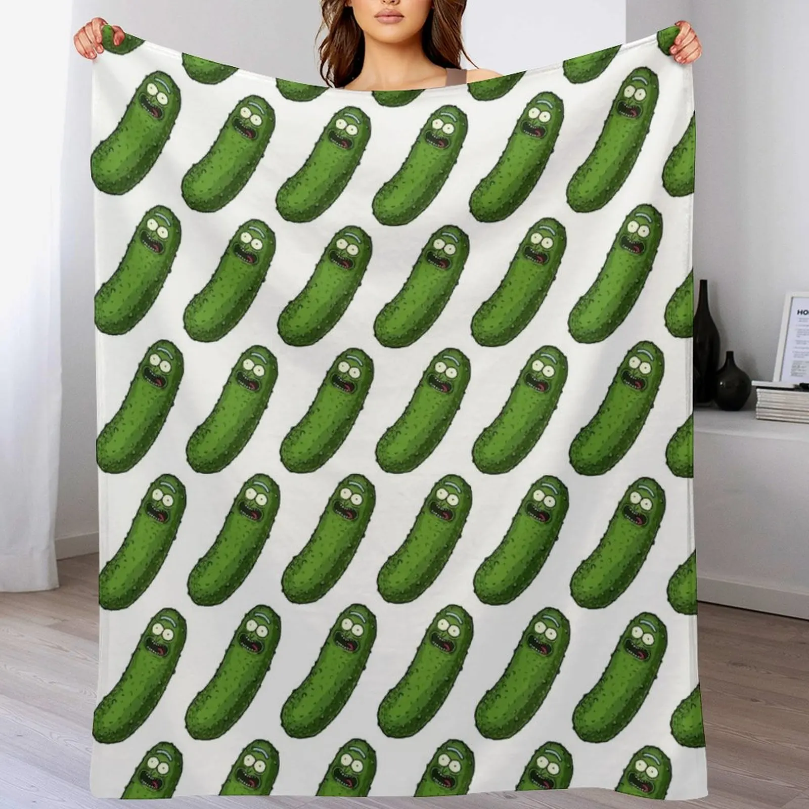 Pickle Rick Throw Blanket Sofa For Decorative Sofa Cute Plaid Blankets