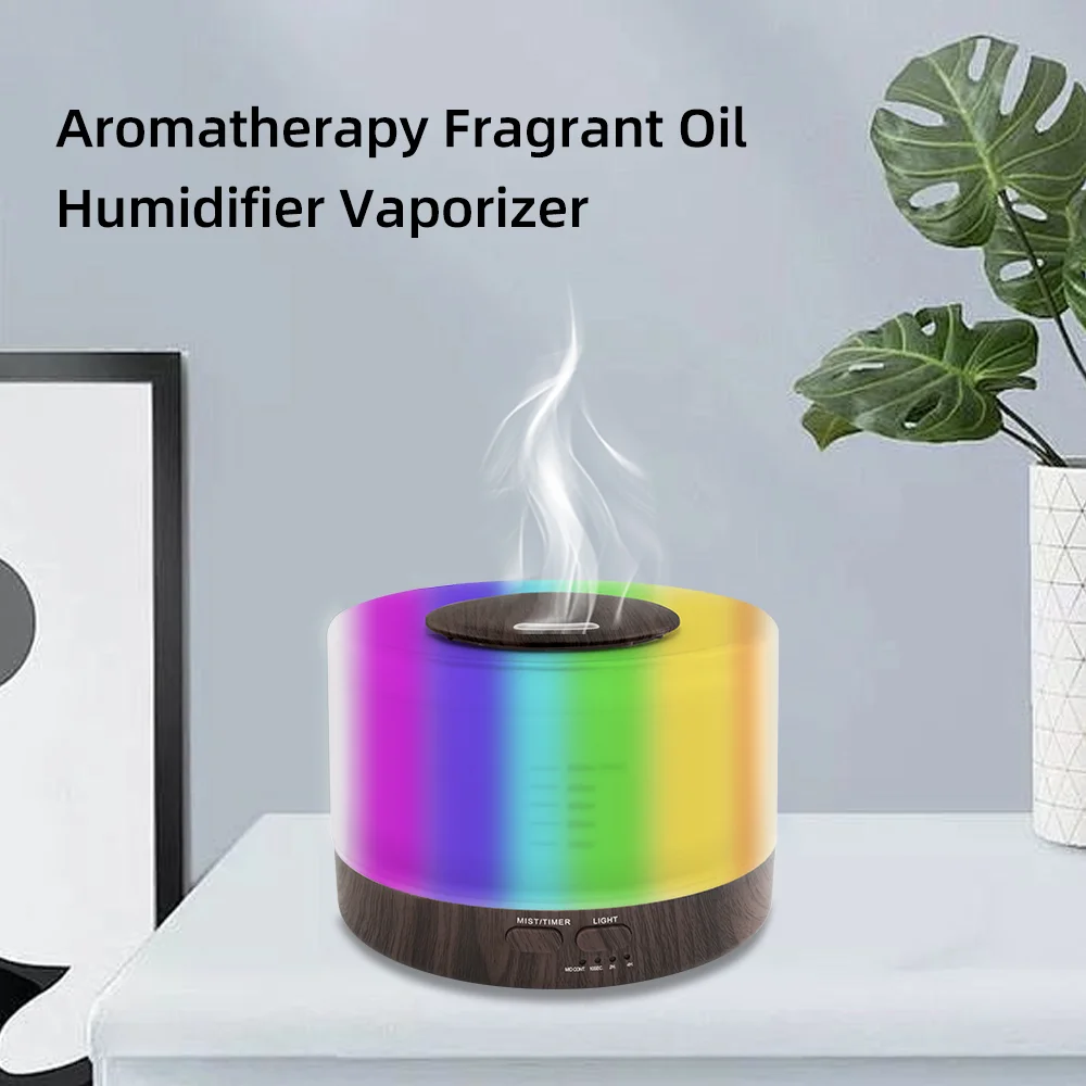 Ultrasonic Aromatherapy Diffuser 550ml 7-Color LED Wood Grain Cool Mist Humidifier for Essential Oils Home Use