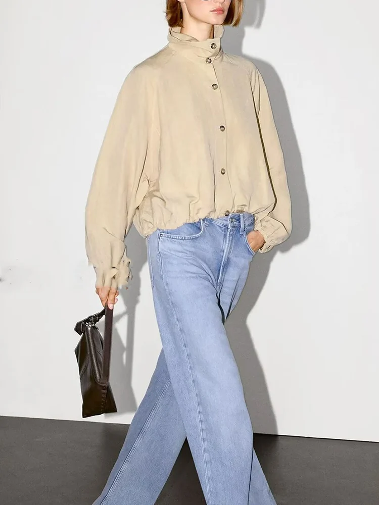 

Европейский и американский стиль, осень 2021, новая женская одежда, модная темпераментная легкая куртка-пилот с лацканами