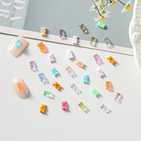 100pcs Japanese Cartoon Teddy Bear Nail Art Decoration Parts Kawaii Accessories 3D Macaron Mini Jelly Bear Resin Nails Charms