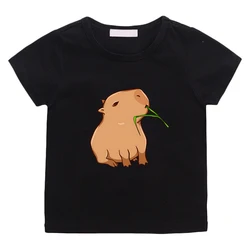 Capybara Esthétique Manga T-shirts Mignon Dessin Animé Bande Dessinée T-shirt Mode 100% Coton Anime Tee-shirt Haute Rue Garçons/filles T-shirt