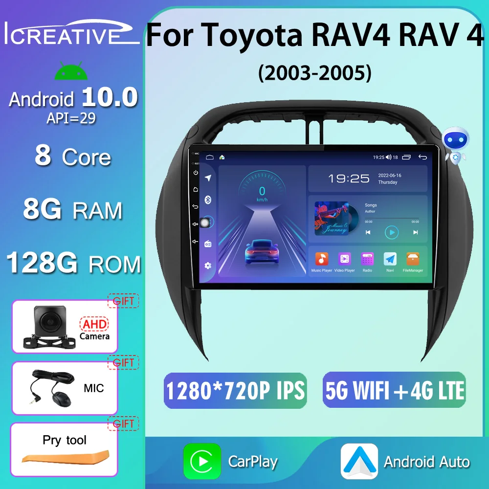 

Icreative Android 10 Car Multimedia Player For Toyota RAV4 RAV 4 2003 - 2005 GPS Navigation 4G WIFI Radio No DVD Player CarPlay