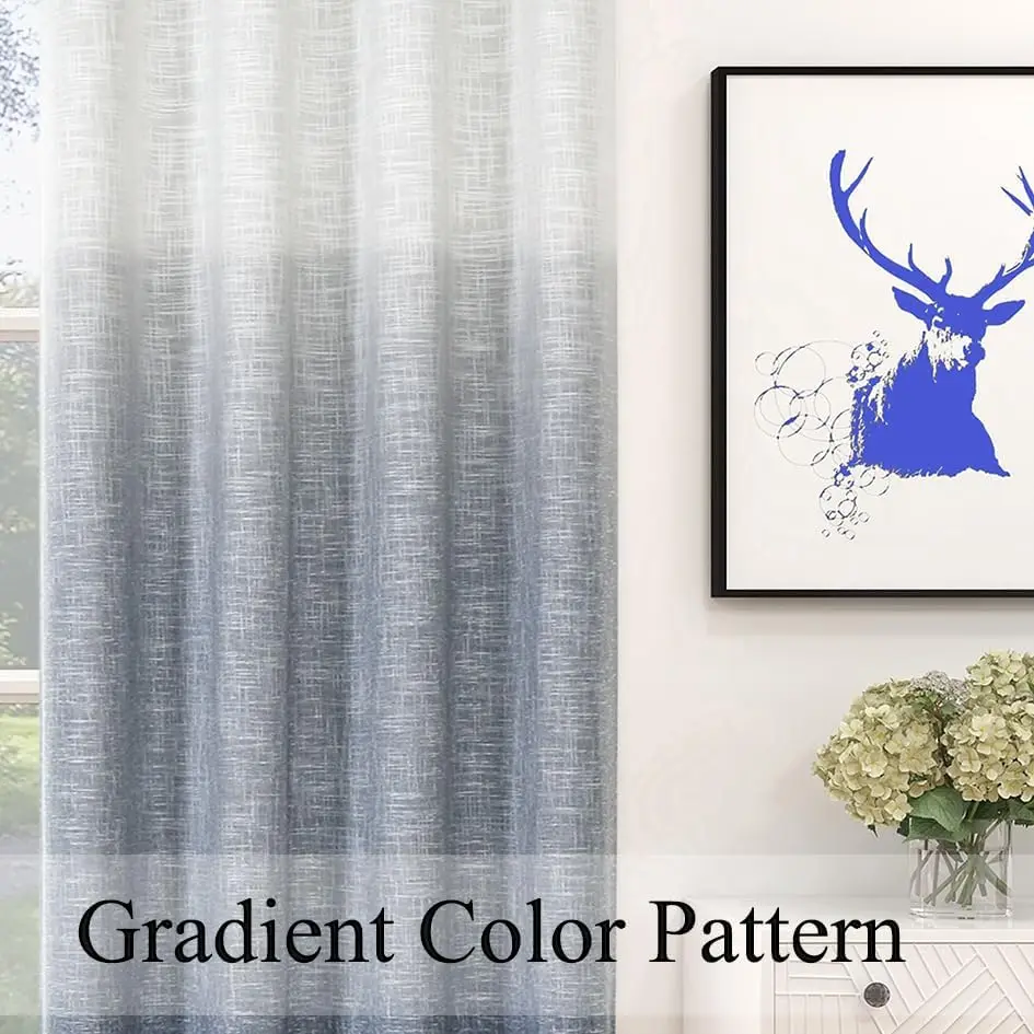 Panel tirai gelap penuh Ombre 95 inci, tirai jendela pelindung panas efisien energi kamar tidur rumah pertanian panjang