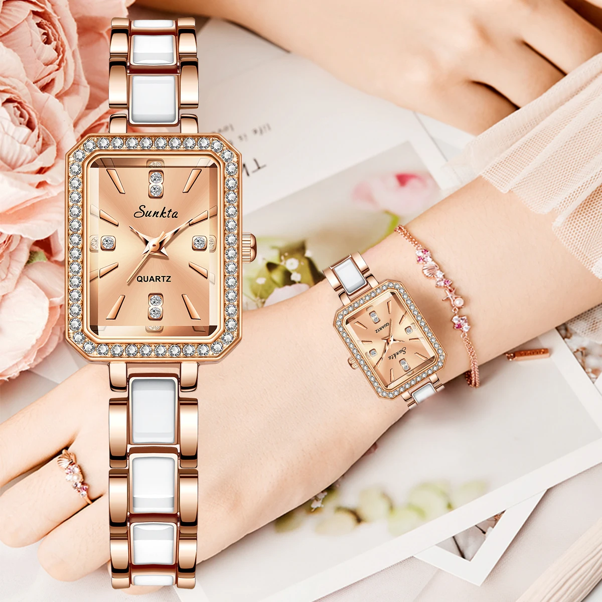 LIGE New Hot Brand Stainless Steel Strap Watch Women Luxury Gift Quartz Wristwatch Student Fashion Simple Square Quartz Watches