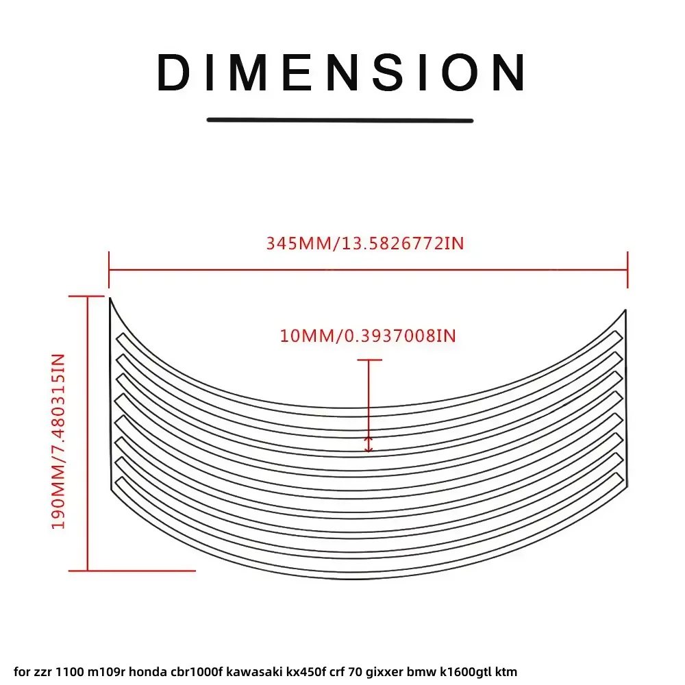 16 Strips Wheel Sticker Stripe Tape Bike Motorcycle 17 18 inch for zzr 1100 m109r honda cbr1000f kawasaki kx450f crf 70 gixxer