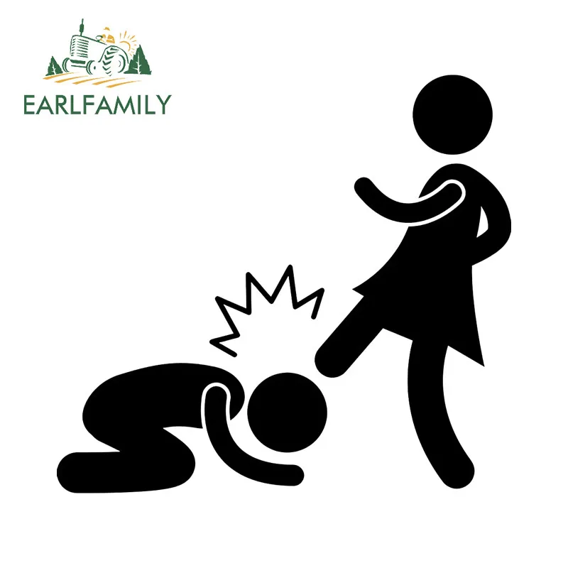EARLFAMILY Prohibition of Domestic Violence Car Stickers Motorcycle Personality Vinyl Decal Amusing Scratch-Proof Street Signs