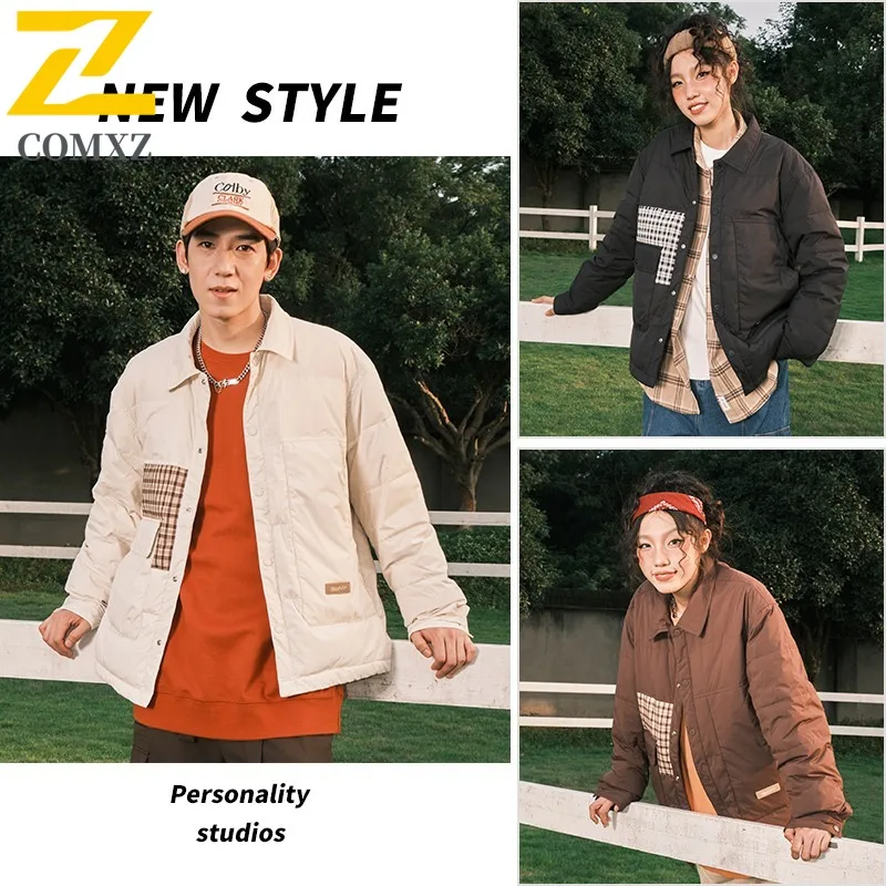 COMXZ Men's Winter Jacket Color Block Style Versatile Design Travel Trip Puffer Jacket Daily Outing Warm Feature Padding Coat