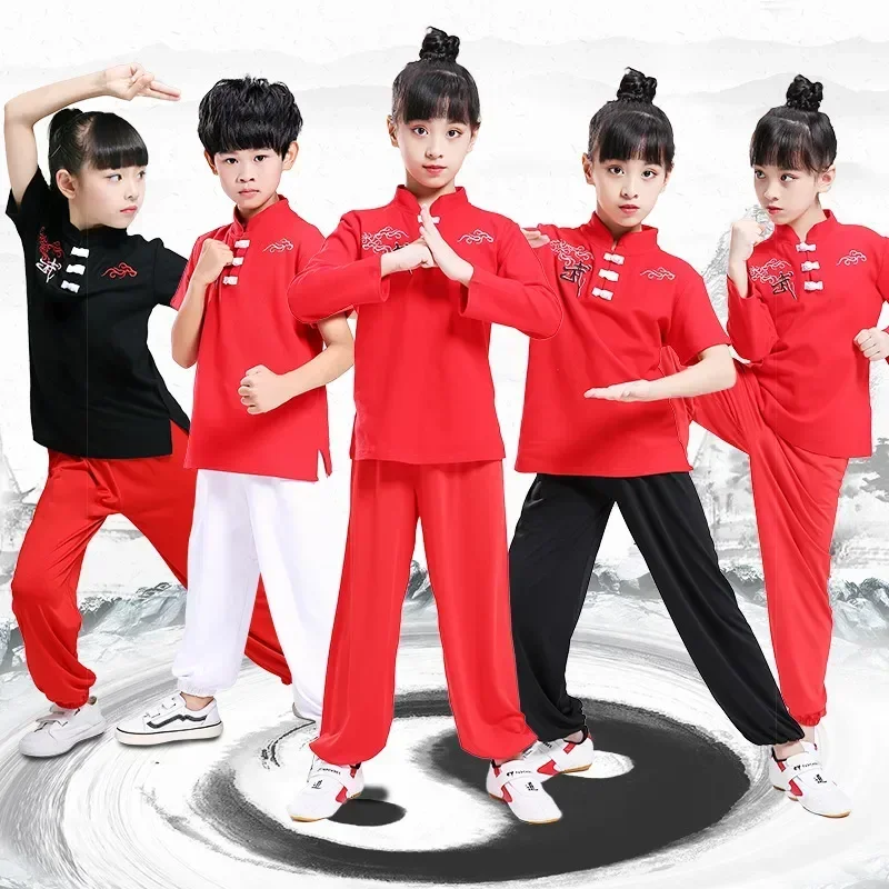 

Children Wushu Costume New Youth Short/Long Sleeve Clothes Tai Chi Students Kung Fu Performance Clothing