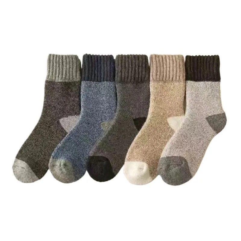 

5Pairs Lot Winter Thicken Wool Socks Men's High Quality Towel Keep Warm Sock Cotton Christmas Gift Socks for Male Thermal 38-45