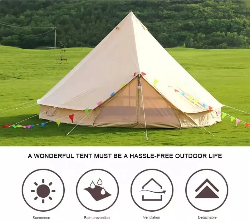 Waterproof flame retardant camping outdoor two door canvas cotton  yurt bell tent for sale