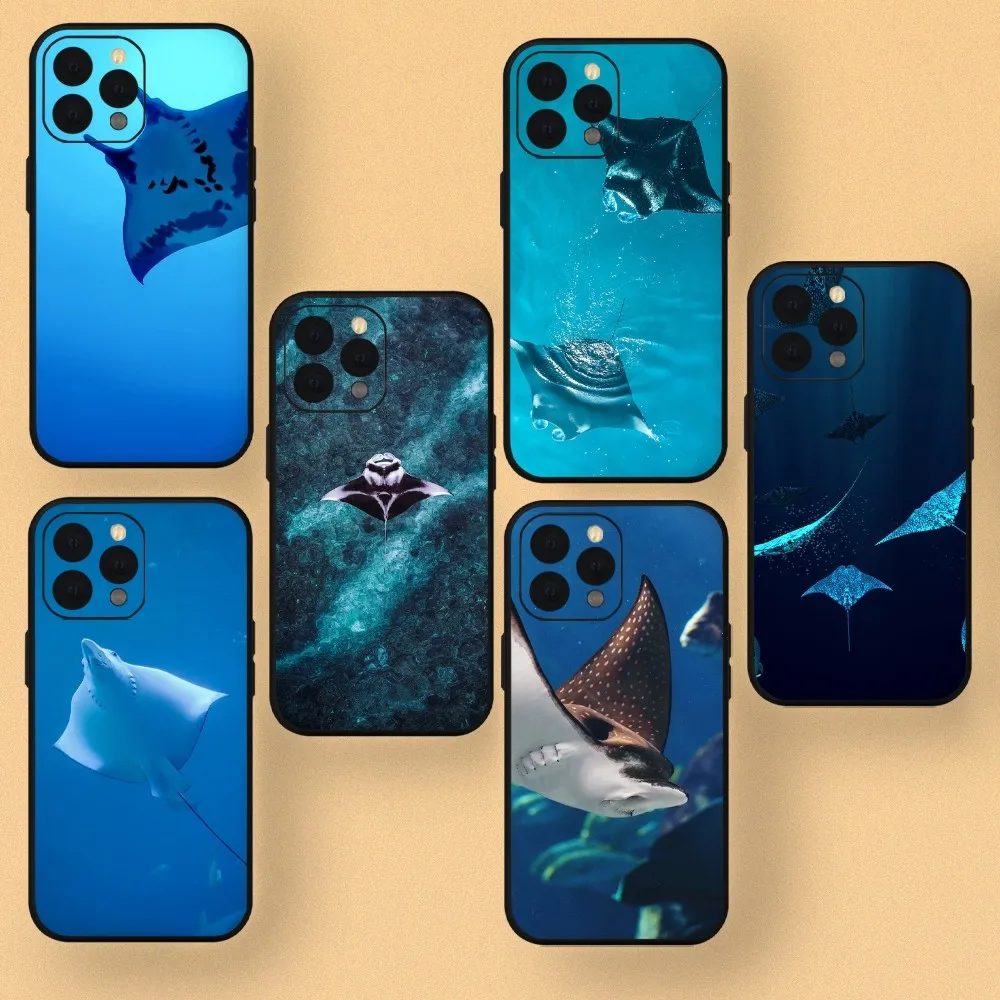 Animal Manta Ray Phone Case For iPhone Mini 11 12 13 14 15 Pro XS Max X Plus SE XR Shell