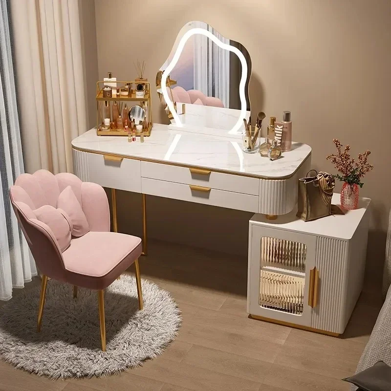 Tocador moderno De estilo nórdico para niñas, Tocador De Maquillaje multifuncional, muebles De lujo para dormitorio