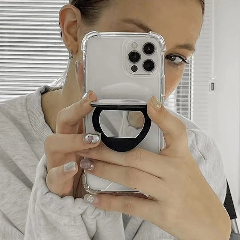 

Корейское милое 3D-зеркало для макияжа в форме сердца, совместимое с магнитным креплением MagSafe, кольцом-держателем для телефона, поддерживает iPhone, держатель для девочек