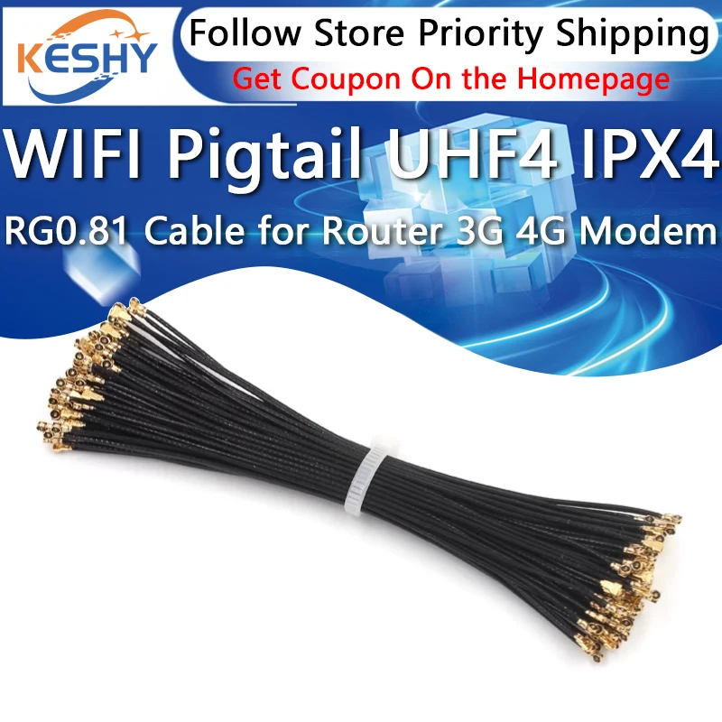5 pièces wifi queue de cochon UHF4 IPX4 IPEX4 à UHF4 IPX4 IPEX4 RG0.81 câble queue de cochon pour routeur 3g 4g modem