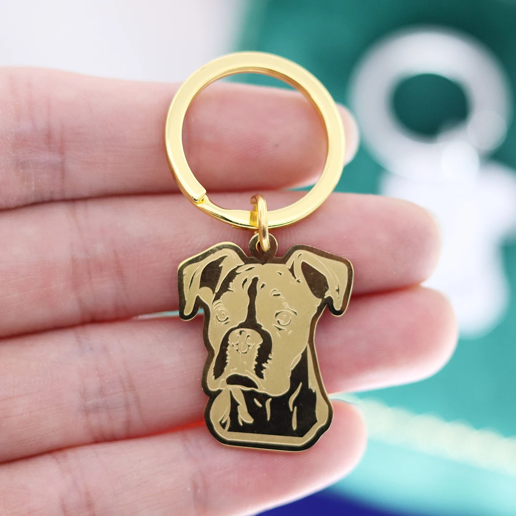 Boxer Dog Stainless Steel Pendant Trendy Keychain for Women Men Pet Animal Kids Gifts Bag Key Ring Deco Jewelry Metal Accessorie