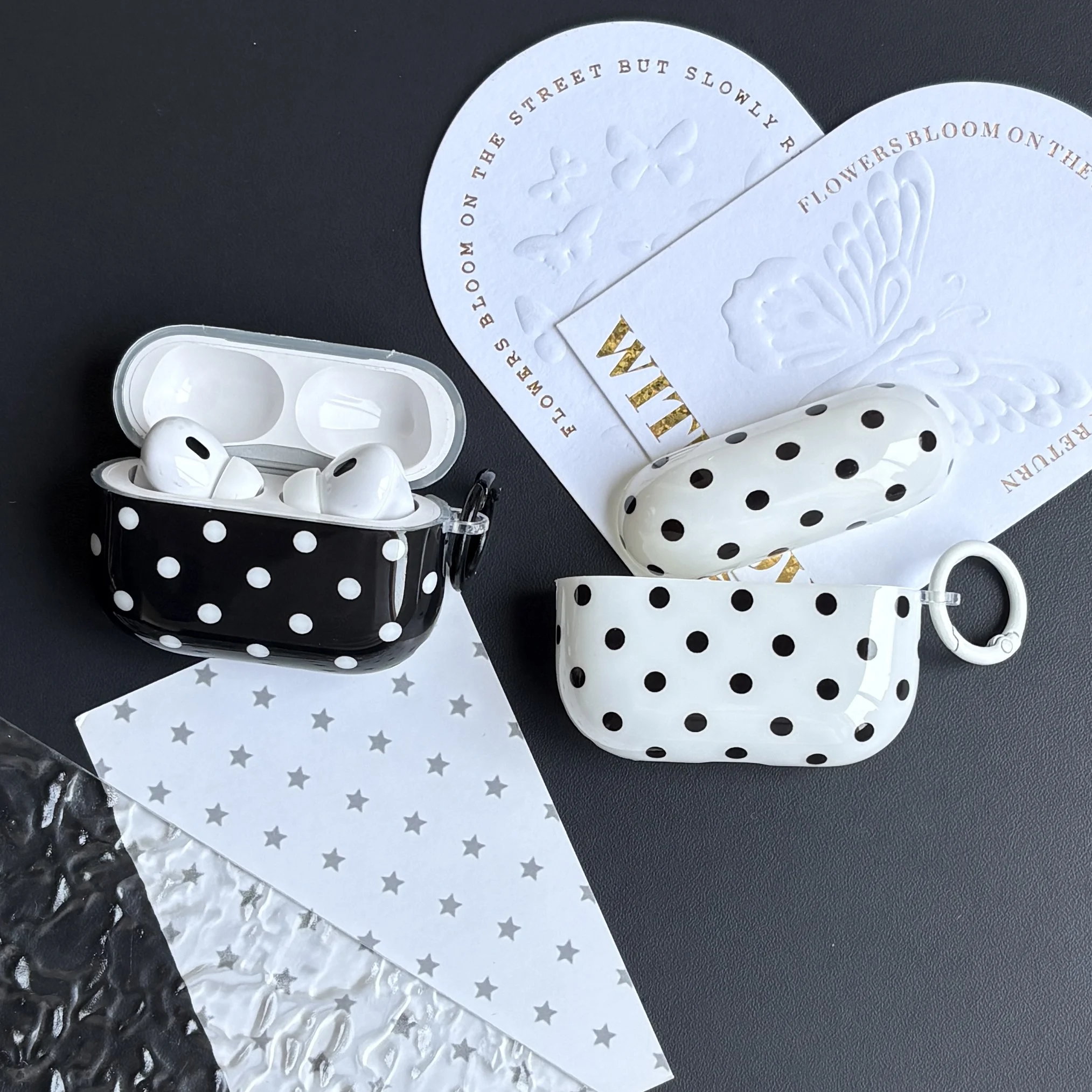 Simple Classic Polka Dot Pattern Twelve Colors Protective Earphone Case Cover Case For AirPods 1 2 3 4 Pro Pro2 Pro3 with Ring view 5