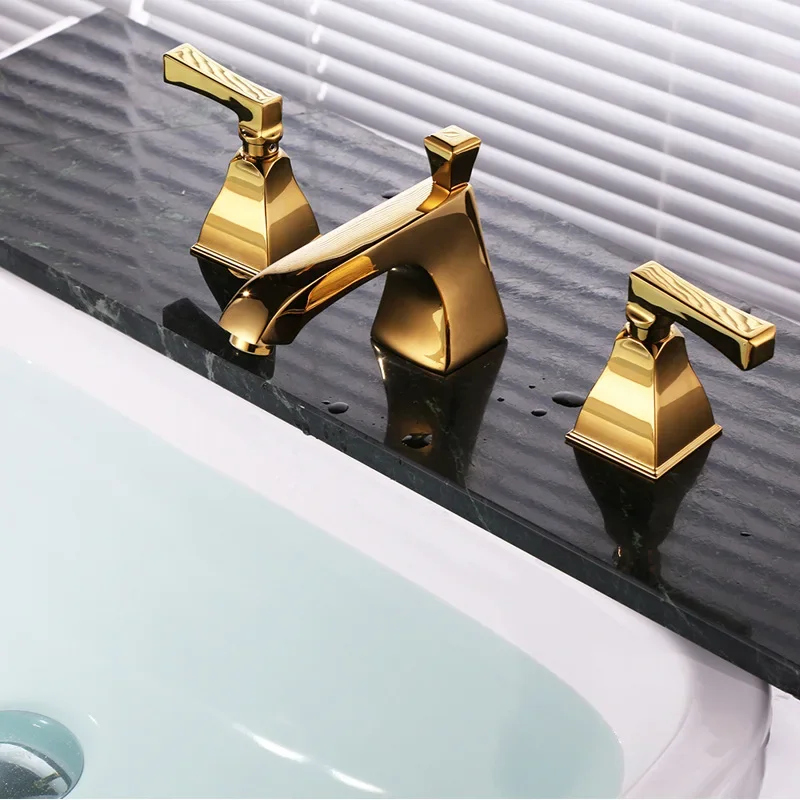 3Piece Split Bathroom Deck Mounted Sink Tap Basin Faucet Set Hot And Cold Mixer Taps 6 Colour 3Pcs/Set