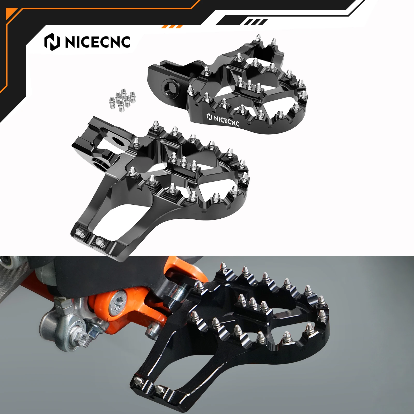 

NICECNC For Husqvarna TE300 FE350 FE450 FE501 TE250 FE250 2017-2023 TX300 TC125 FC FX 350 2017-2022 Extender Foot Pegs Footrests