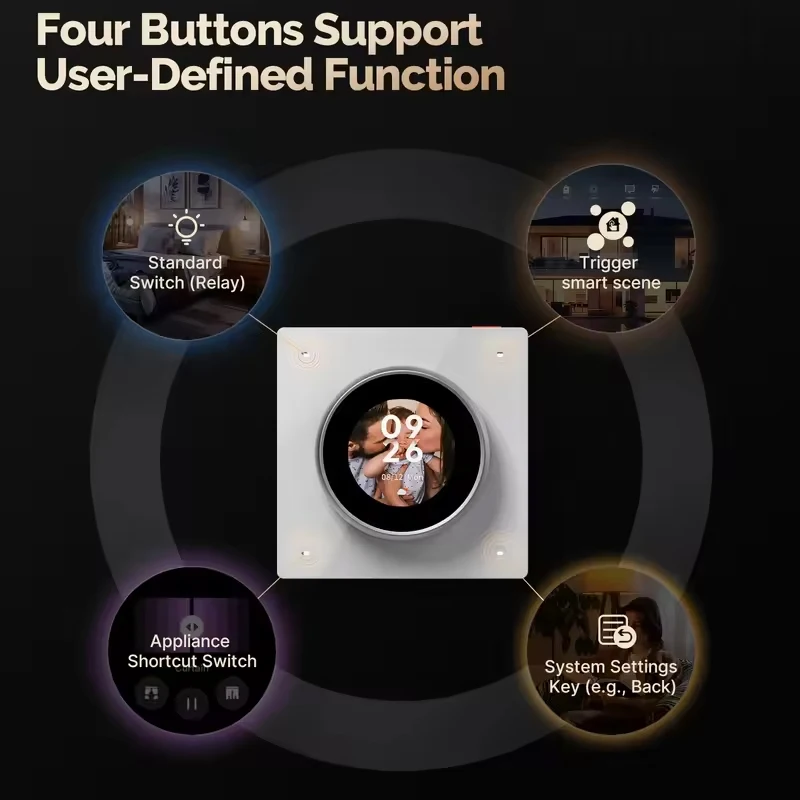 MOES Tuya WiFi Smart Knob Controller with Touch Screen, 3 Relay Channels, 4 Keys, Programmable Scenes Central Switch