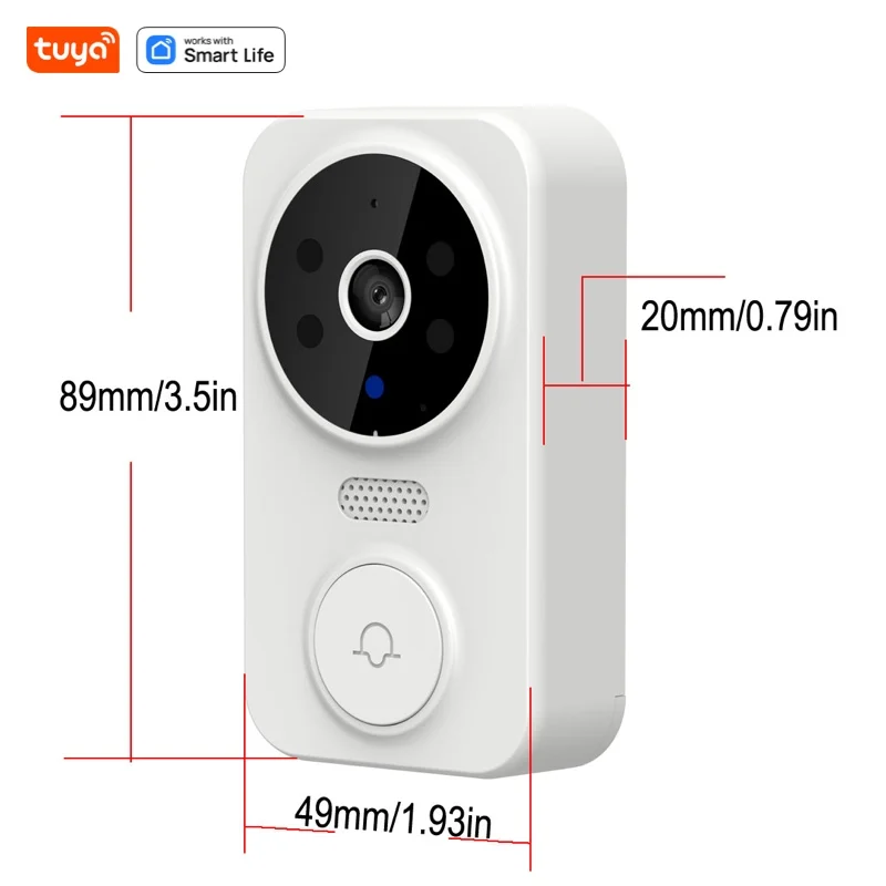 2023 New (Build-in Battery) With Camera, Tuya Smart Life Mini Wireless Video Doorbell, With Camera, Wide Angle Smart Visual