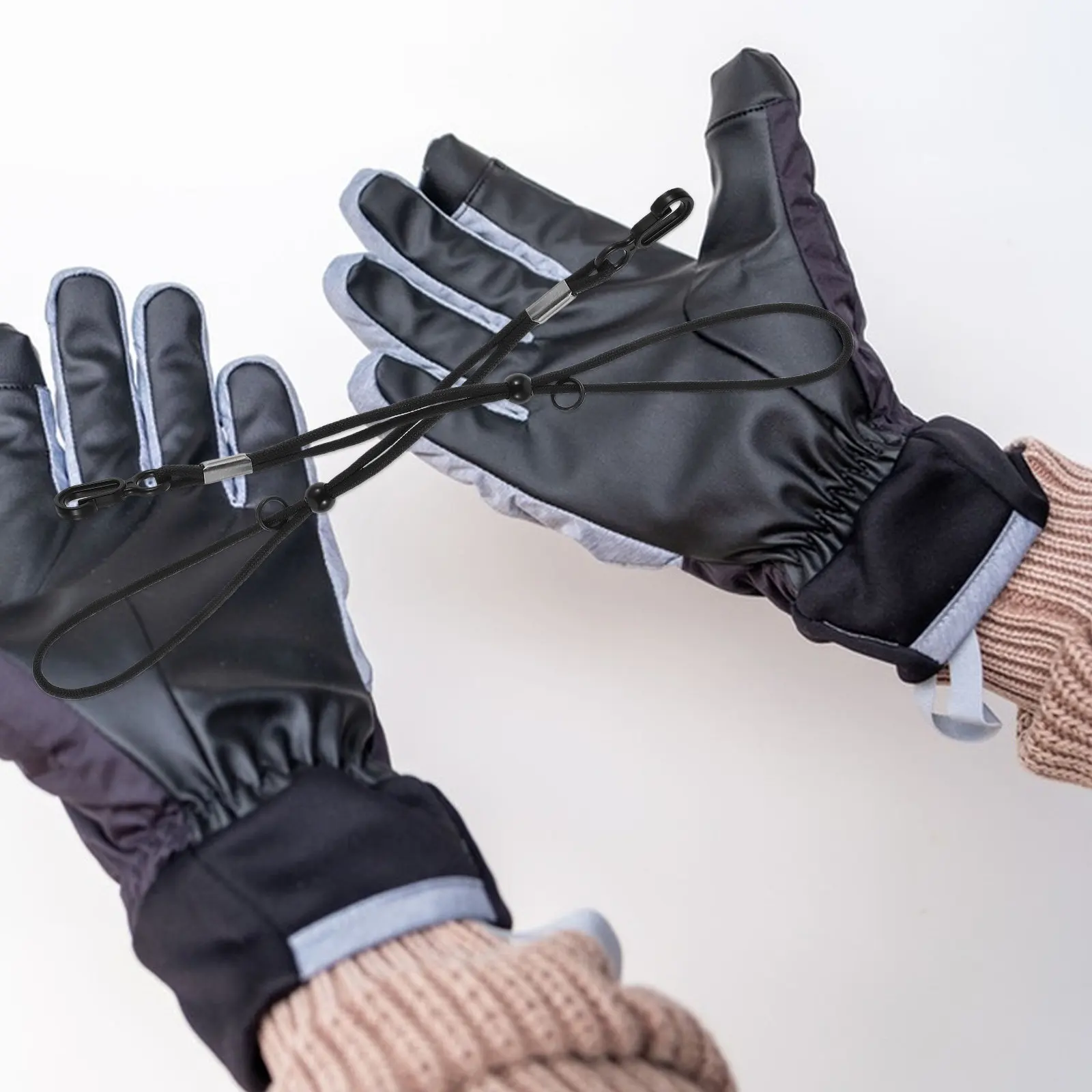 

1 пара лыжных перчаток с ремешком, водонепроницаемые, с защитой от обморожения, эластичные, для мужчин и детей, с защитным шнуром, для зимнего активного отдыха