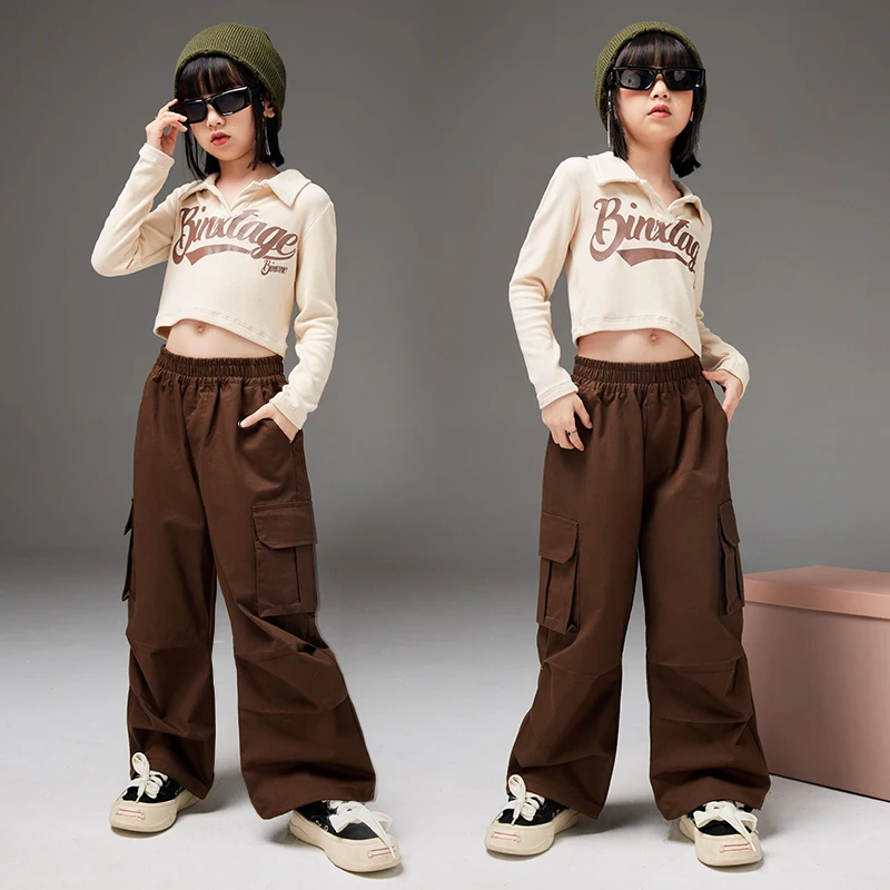 Girls Hip Hop Crop Tops PU Short Jacket Denim Pants Kids Jazz Outfits Street Dance Clothes Set Children Teenage Showing Costumes