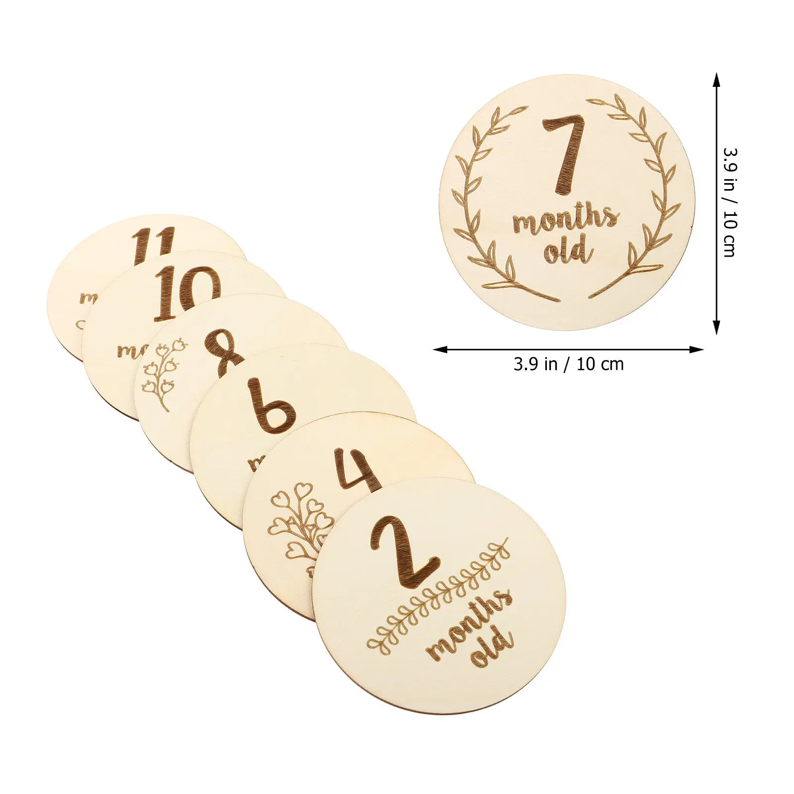 Wooden Baby Milestone Cards 6Pcs Monthly Growth Photo Props Infant Keepsake Shower Gift