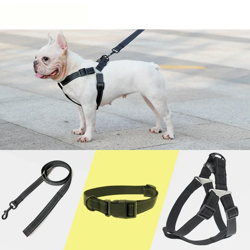 

Pet Dog Collar Harness Leash Set for Small Medium Large Dogs Pets Accessories French Bulldog Outdoor Chihuahua Product LC0999