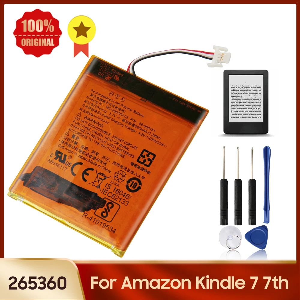 

Replacement Battery 265360 for Amazon paperwhite Kindle 7 8 58-000151 58-000083 265360-03 890mAh + Tools