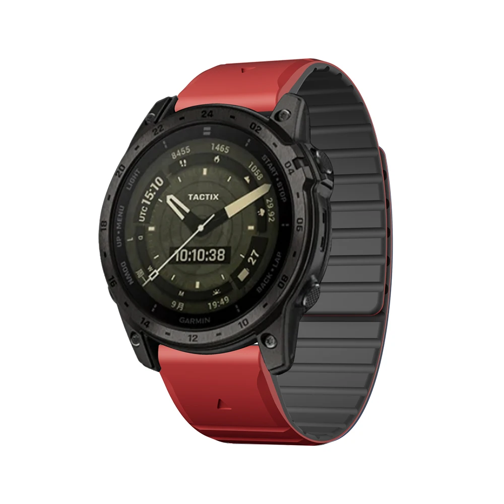 22/26mm dual-tone silicone strap with magnetic closure, Garmin branded, fits Fenix 5/5+/6/6 Pro/7 & Quatix 3/Ballistic/Edition