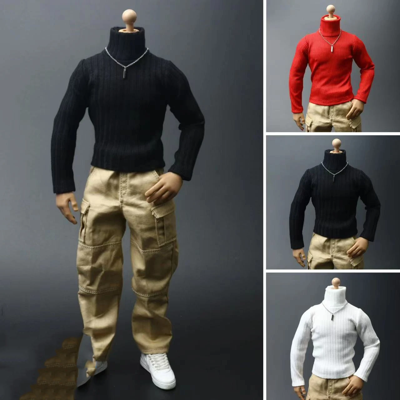 1/6 Scale male dolls clothes black white red sweater fit 12'' action figure body model