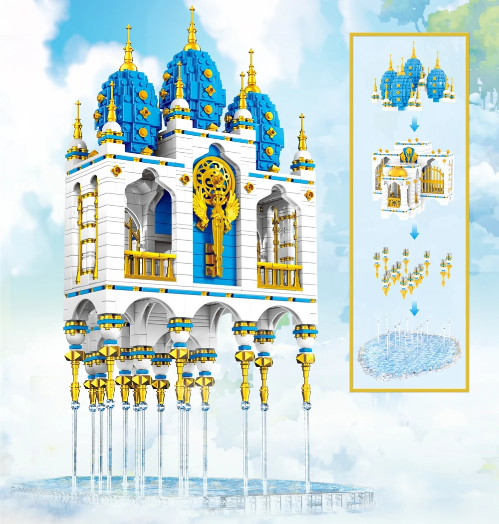 MOC كبير الانجراف السماء قصر القلعة اللبنات مجموعة منزل القرون الوسطى في سحابة لتقوم بها بنفسك لعب للأطفال عيد ميلاد هدية عيد #2