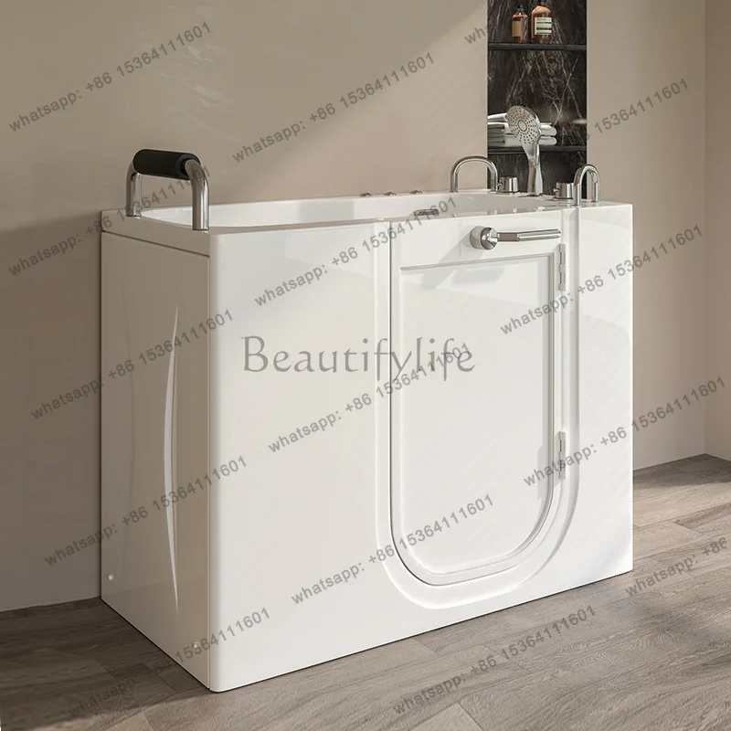 Barrier-free side door walk-in bathtub for the elderly, home sitting deep bubble acrylic small apartment massage bath