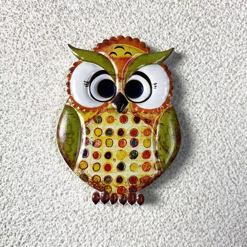 

California-inspired 3D Resin Owl Fridge Magnet - Colorful Dots Design, Cute Decorative Magnet for Refrigerator