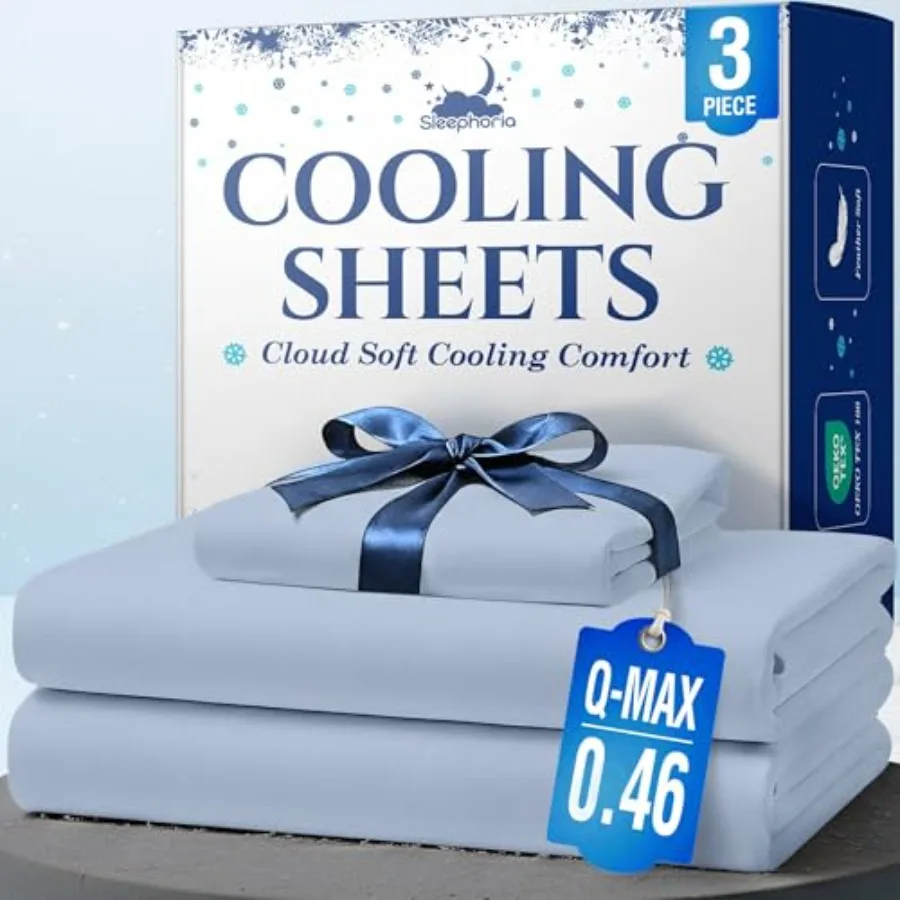 

Охлаждающие простыни - BreezeWeave, 3 шт., для жаркого климата и глубокого комфортного сна - Нежные как облако, шелковистые, толщина 16 дюймов