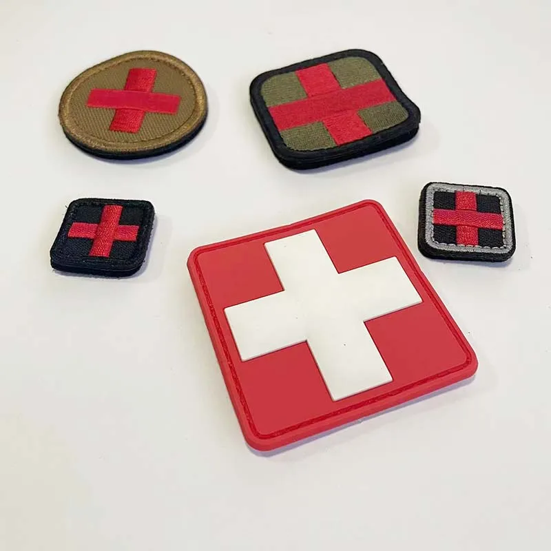 Outdoor First Aid Rescue Medical Cross Emblem Fabric Applique Embroidery,PVC Patch,Reflective Patches Military Tactical Badges