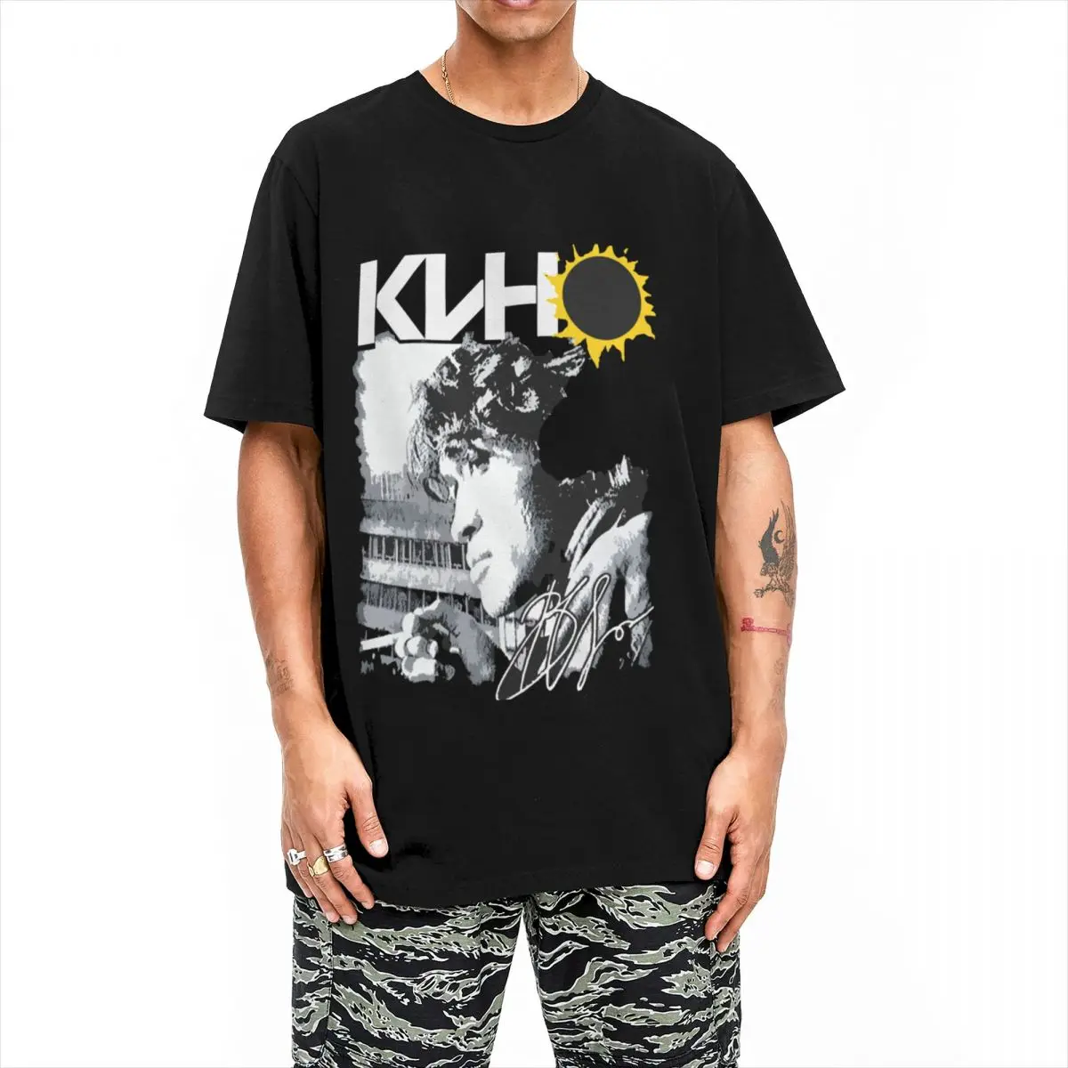 Viktor Tsoi Kino Rock Band Shirt Merch for Men Women 100% Cotton Humor Tee Shirt Short Sleeve Clothes Summer