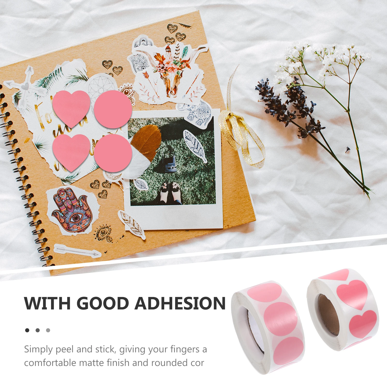 

Colorful Heart Stickers Self-Adhesive Labels Wedding Gift Decoration Seals 4 Rolls Hearts Dots Round Label Stickers