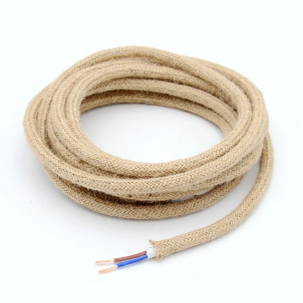 220-250V 2 Core 3 Core 0.75mm2 Vintage Hemp Cord Cable Round Cable Electrical Wire for Retro Light